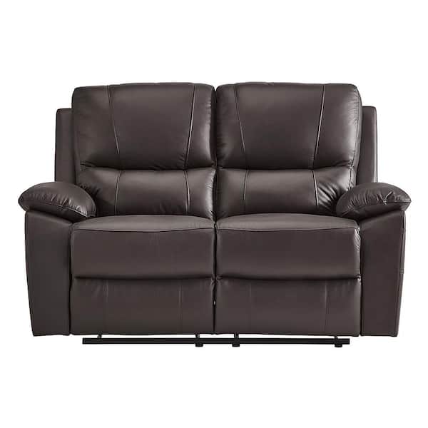 Orina 57.5 in. W Brown Faux Leather Double Manual Reclining Loveseat