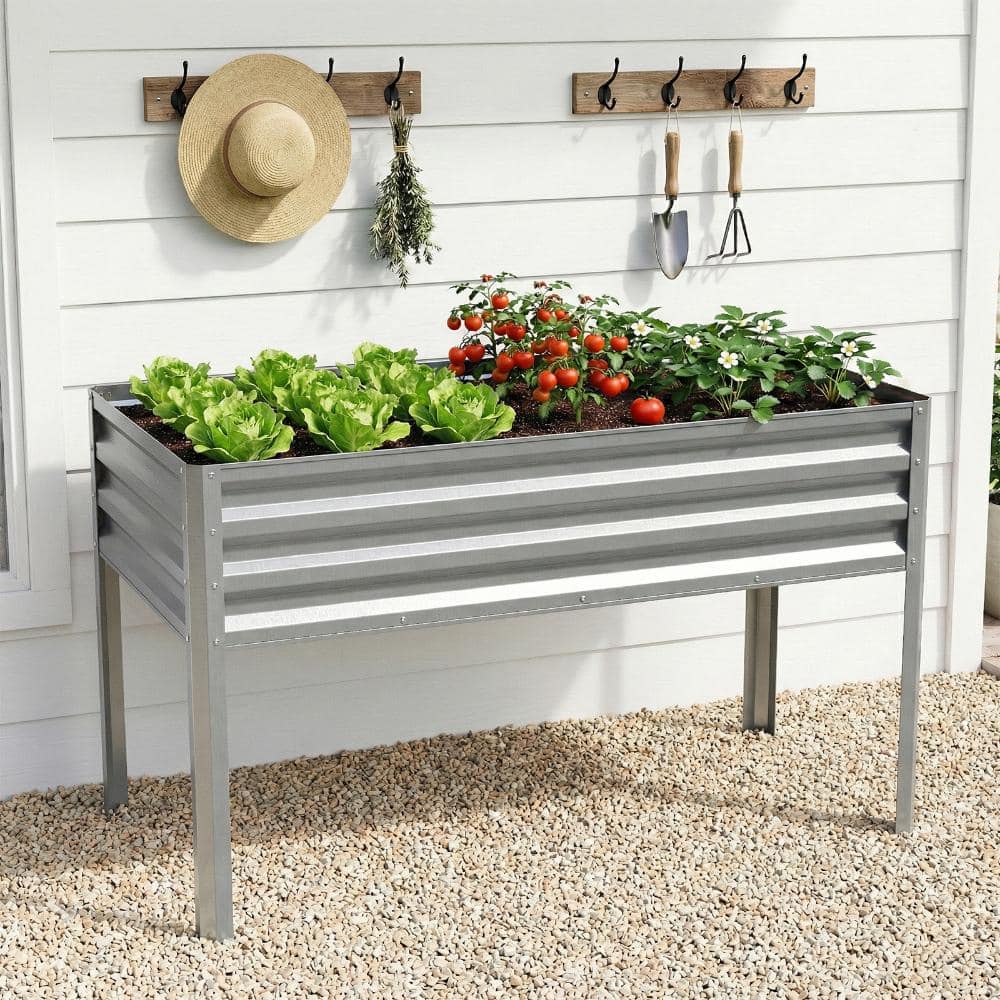 47x22x31in Galvanized Raised Garden Bed with Legs, Large Metal Elevated Raised Planter Box for Backyard, Silver price history on PriceWatchPro