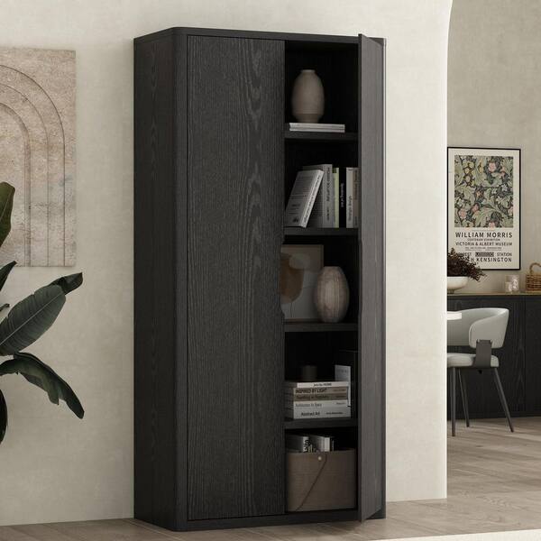 Manhattan Comfort Rivington 79 in. Tall Modern Black Composite