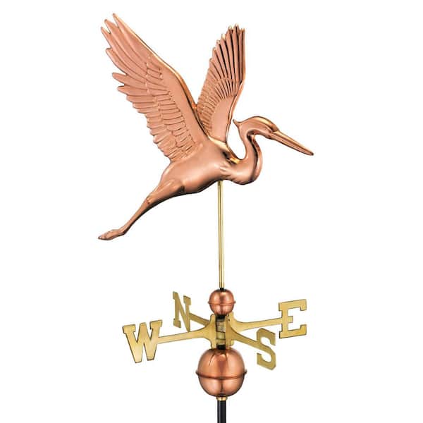 Good Directions Graceful Blue Heron Weathervane - Pure Copper