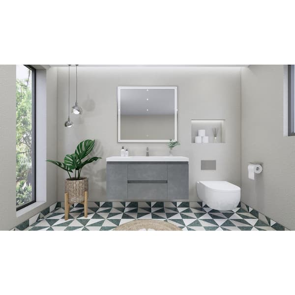 Moreno Bath Bohemia 48 in. W Vanity in Cement Gray with Reinforced Acrylic Vanity Top in White with White Basin
