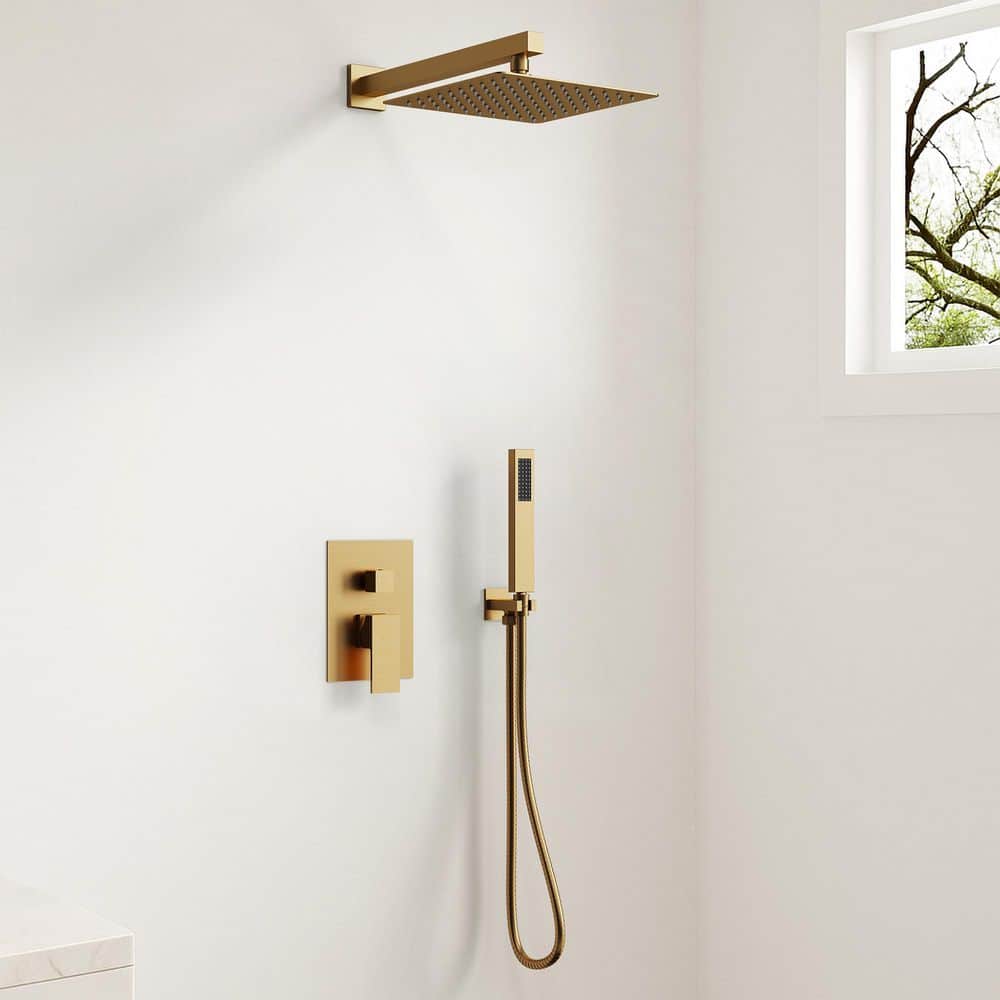 GRANDJOY 2-Spray Square High Pressure Wall Bar Shower Kit with