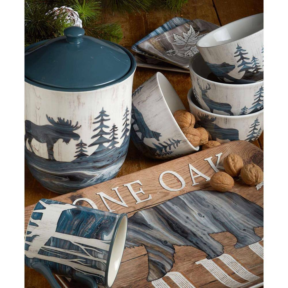 Blue Coastal Melamine Dinnerware Set, Service for 4