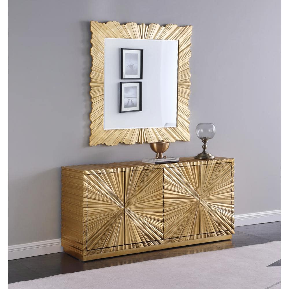 Lacy Metallic Gold Sheen Sideboard with Two Doors