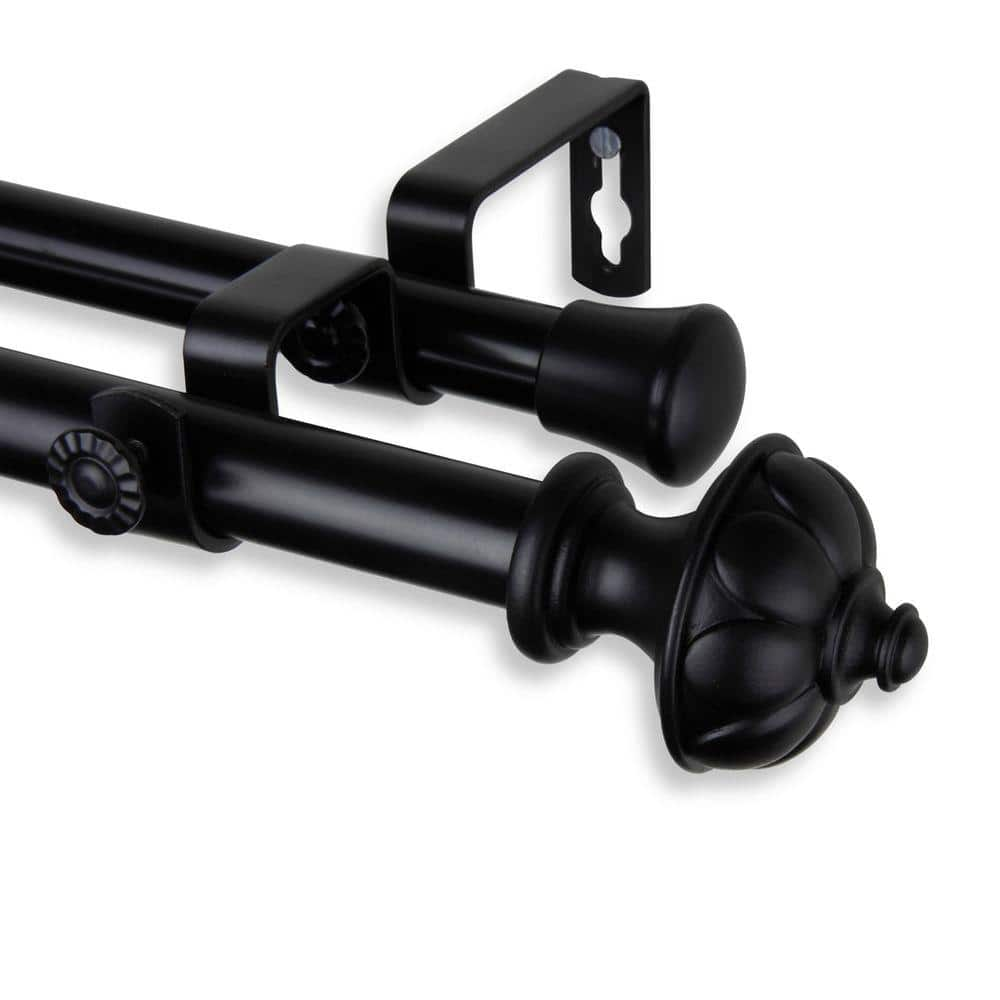 Rod Desyne 28 In. - 48 In. Telescoping Double Curtain Rod Kit In Black 