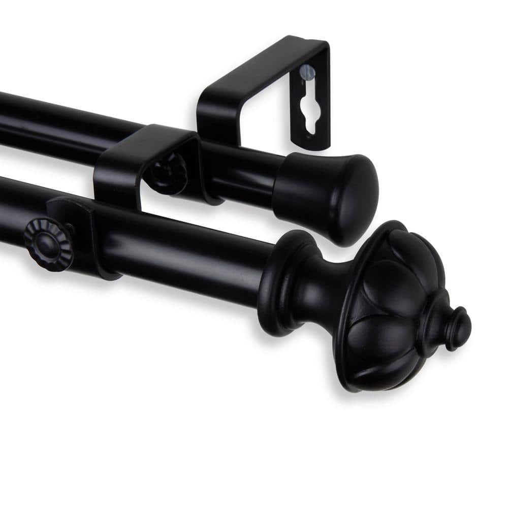 120 in. - 170 in. Telescoping Double Curtain Rod Kit in Black with Sierra Finial price history on PriceWatchPro