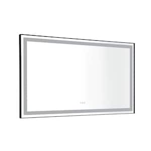 72 in. W x 48 in. H Rectangular Framed LED Wall Mounted Bathroom Vanity Mirror with Anti-Fog Separately Control in Black