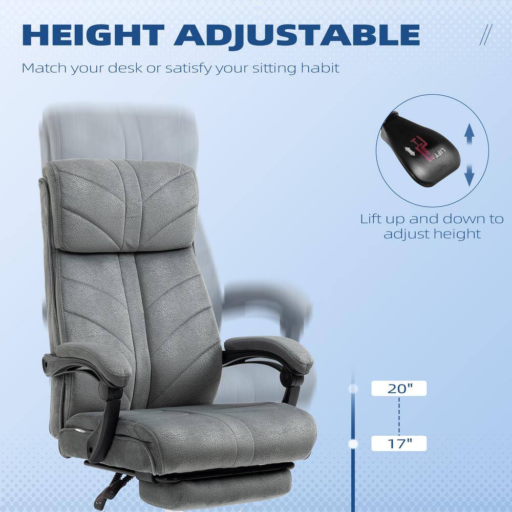 Executive High-Back Swivel Office Chair with Fixed Arms in Gray