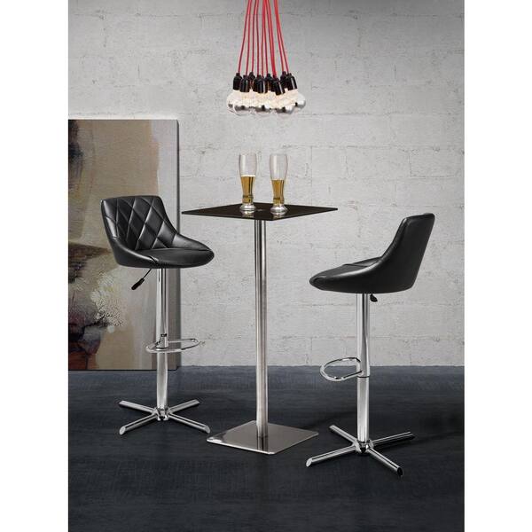 ZUO Devilin Adjustable Height Chrome Cushioned Bar Stool