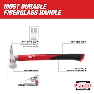 19 oz. Smooth Face Poly/Fiberglass Handle Hammer with Demo Screwdriver Drivers with Steel Caps