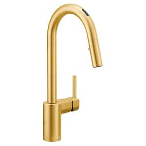 Align Single-Handle Smart Touchless Pull Down Sprayer Kitchen Faucet with Voice Control and Power Clean in Brushed Gold