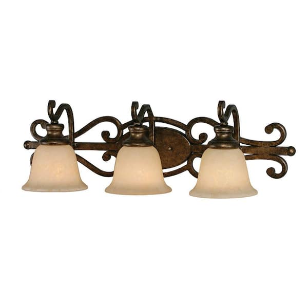 Golden Lighting Heartwood Collection 3-Light Burnt Sienna Bath Vanity Light