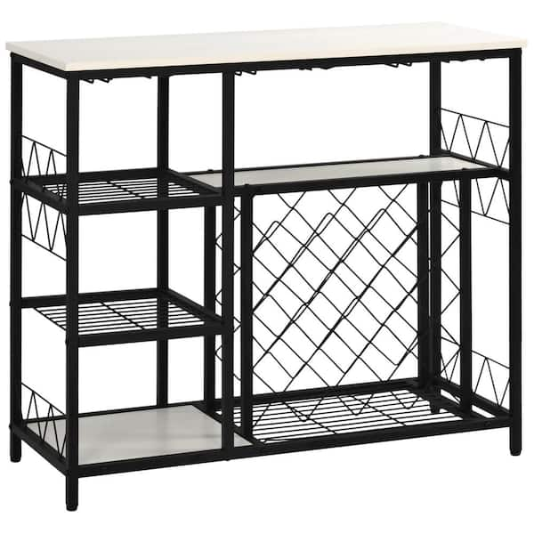 21 Bottle White And Black Metal Kitchen Dining Room Wine Rack Table With Glass Holder Freestanding Wine Bar Cabinet Tm Cywf 0aaa The Home Depot