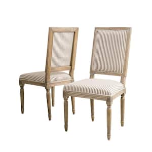 Madison Dark Coffee Stripe Fabric Weathered Oak Dining Chair (Set of 2)
