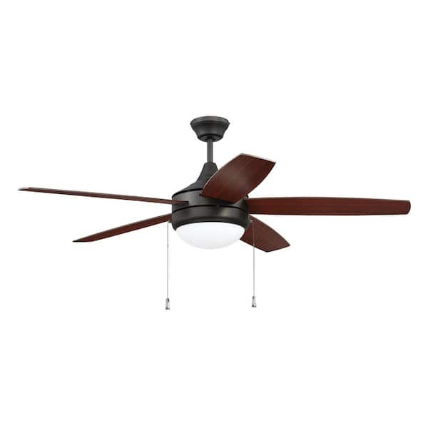 CRAFTMADE Phaze-5 Blade 52 in. Indoor Espresso Dual Mount 3-Speed Reversible Ceiling Fan, Light Kit & Remote/Wall Control Included