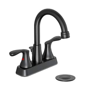 Deveral 4 in. Centerset 2-Handle High-Arc Bathroom Faucet in Matte Black