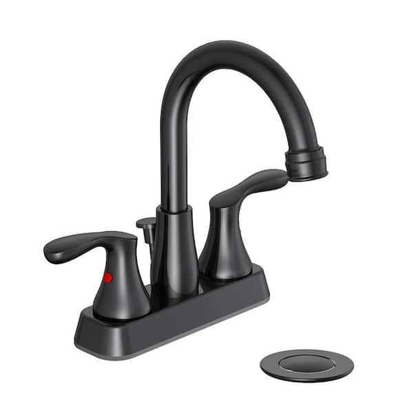 PRIVATE BRAND UNBRANDED Deveral 4 in. Centerset 2-Handle High-Arc Bathroom Faucet in Matte Black