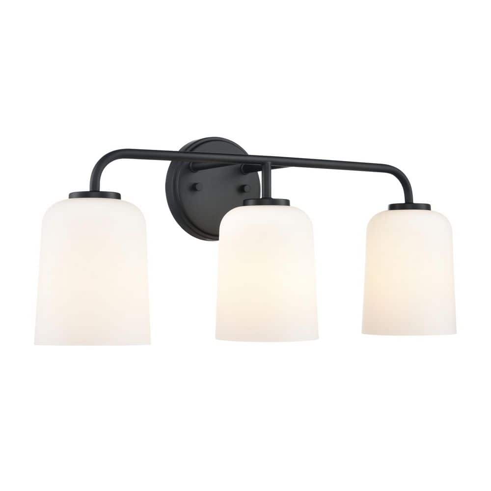 Laphia 22 in. 3-Light Matte Black Vanity Light with Etched Opal Glass Shades price history on PriceWatchPro