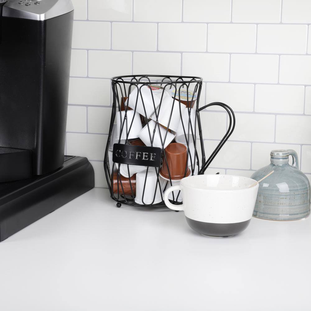 Matte Black Steel Coffee Pod Storage Basket