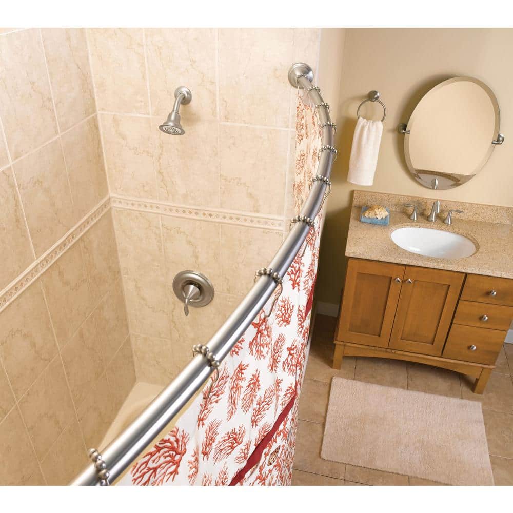 60" Brushed Nickel Curved Shower Curtain Rod