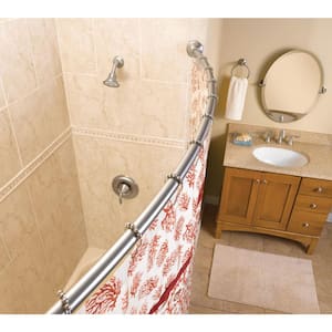 60 in. Curved Shower Rod with Pivoting Flanges in Brushed Nickel