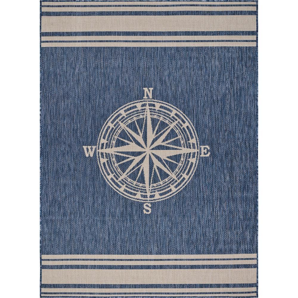 Lr Home Nautical Navy Blue White 7 Ft, Nautical Style Area Rugs