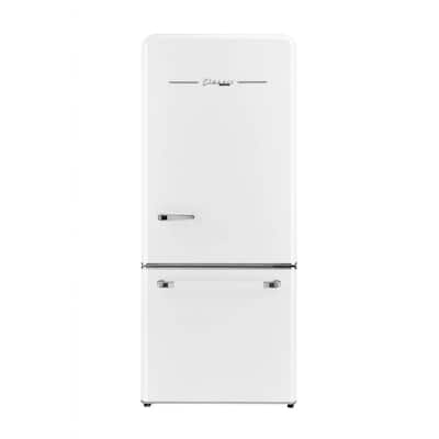 30 in. W 17.7 cu. ft. Classic Retro Bottom Freezer Refrigerator in Marshmallow White