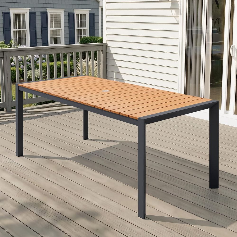 Wpc Tabletop Crestlive Products 71.42 in. Aluminum Outdoor Dining Table with 2-Sized ...