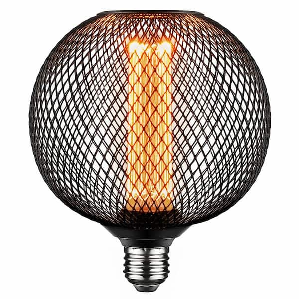 20-Watt Equivalent G40 Dimmable Black Metal Cage E26 LED Light Bulb Warm White 2000K (1-Pack)