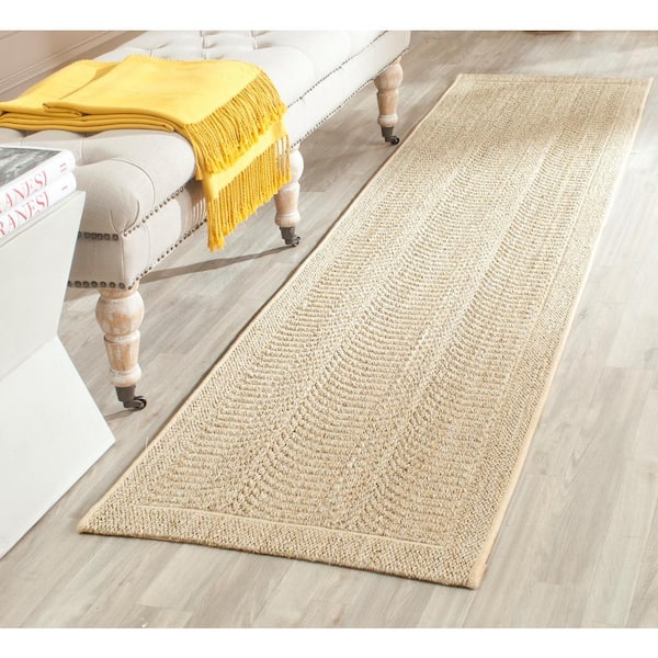 Palm Beach 2 ft. x 10 ft. Desert Sand Border Solid Color Runner Rug