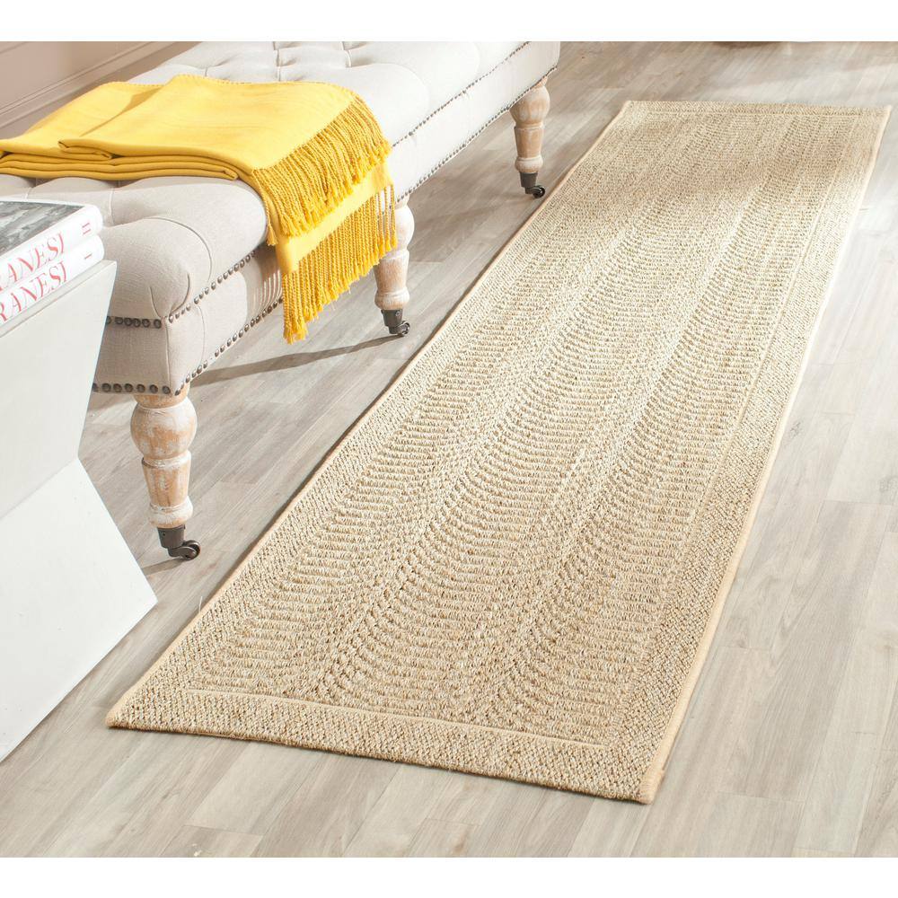 Desert Sand Geometric Wool Runner Rug, 2' x 8'