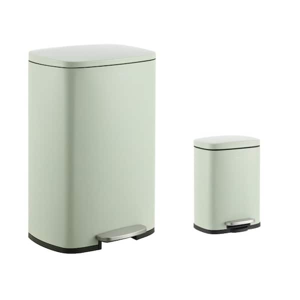 happimess Connor Rectangular 13-Gal. Trash Can with Soft-Close Lid and FREE Mini Trash Can, Pistachio Gelato