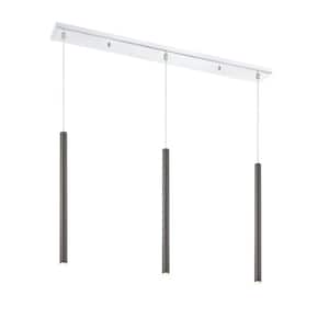 Forest 5-Watt 3-Light Integrated LED Chrome Shaded Chandelier with Pearl Black Steel Shade