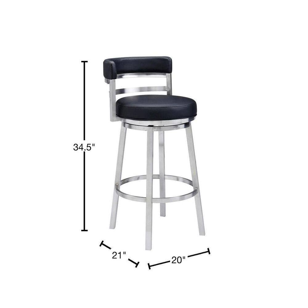 Madrid 26" Black Faux Leather Swivel Counter Stool