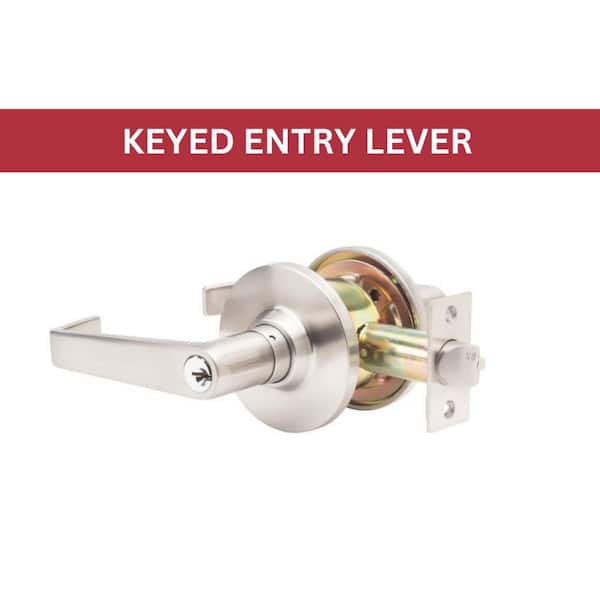 GLC Series Brushed Chrome Grade 3 Commercial/Residential Entry Door Handle with Lock
