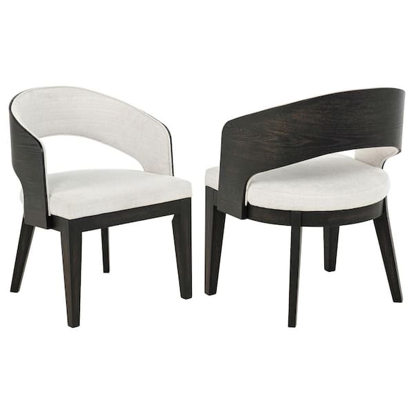 Leandro Upholstered Dining Arm Chair Cream Set of 2