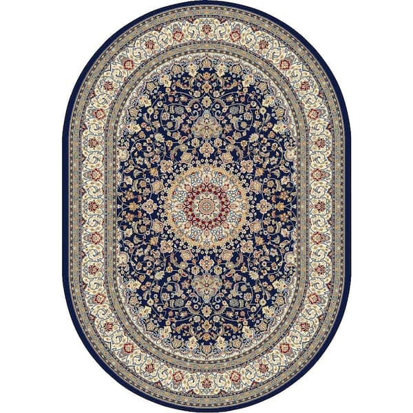 Nicholson Blue/Ivory 7 ft. x 10 ft. Oval Indoor Area Rug