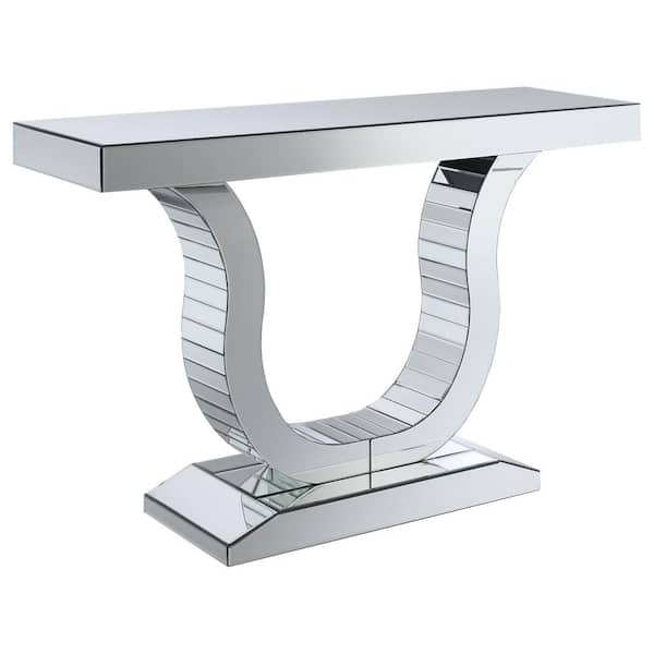 Coaster Saanvi 47.25 in. Clear Mirror Rectangle Glass Top Console Table with U-shaped Base