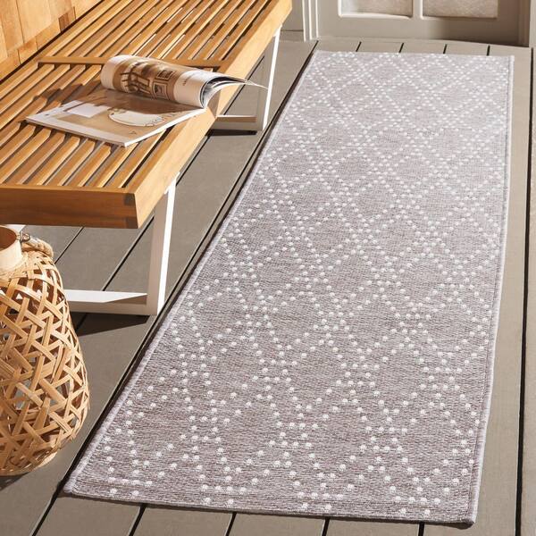 Sunset Lavender/Gray 2 ft. x 8 ft. Geometric Diamond Indoor/Outdoor Runner Rug