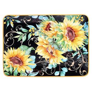 16 in. Sunflower Fields Rectangular Multicolored Platter