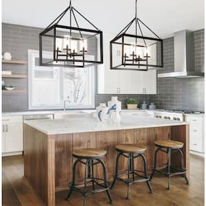 Anna 21 in. 4-Light Oil Rubbed Bronze Metal/Glass LED Pendant