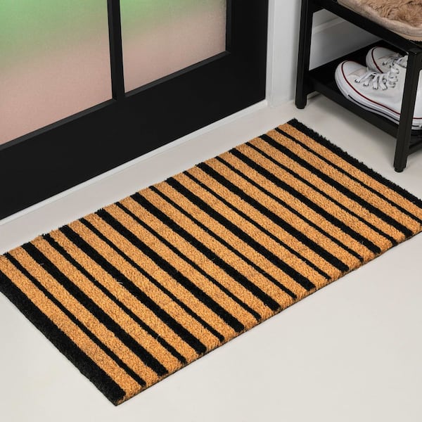 Peater Classic Casual Commerical Natural Coir Natural/Black 2 ft. x 4 ft. Indoor/Outdoor Mat