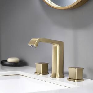 Pome 8 in. Widespread 2-Handle Bathroom Faucet with Drain Assembly in Brushed Gold