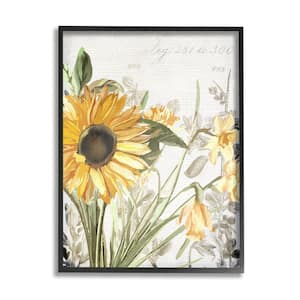 "Soft Sunflower Floral Vintage Plant Illustration" by Kim Allen Framed Nature Texturized Art Print 24 in. x 30 in.