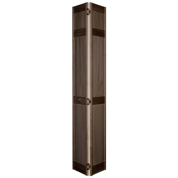 Home Fashion Technologies 6-Panel MinWax Dark Walnut Solid Wood Interior Bifold Closet Door-DISCONTINUED