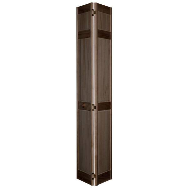 Home Fashion Technologies 32 in. x 80 in. 6-Panel MinWax Dark Walnut Solid Wood Interior Closet Bi-Fold Door