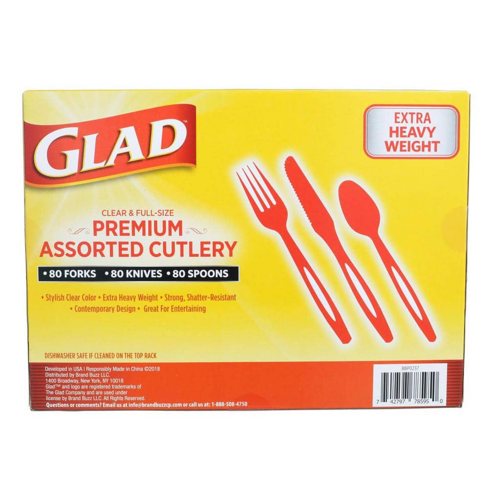Glad Clear Assorted Premium Plastic Cutlery Set (240-Piece) Disposable