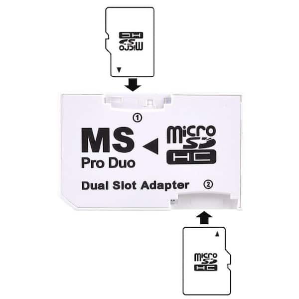 Demarkt Adaptador SDHC A MS Pro Duo Dual Slot Adaptador de Tarjeta de Memoria MicroSD PSP