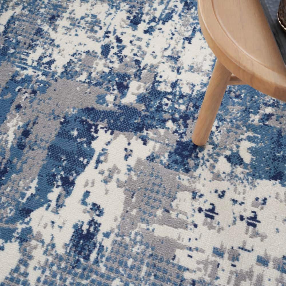 Blue Abstract 8' x 10' Synthetic Easy Care Rug