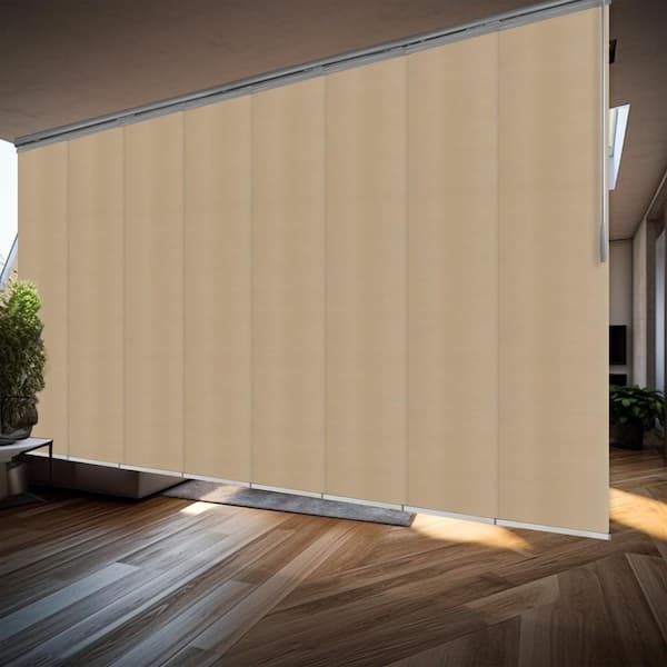 EMOH Ivoreen 130 in. to 175 in. W x 94 in. L Adjustable 8-Panel Double Rail Panel Track with 23.5 in. Slates, Satin Nickel